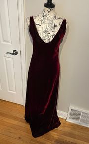 NWT  Vintage y2k Linda Allard VELVET Gown beads spaghetti straps A-line Rave bright