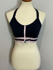 Sweaty Betty Black and Pink Front Zip Bra