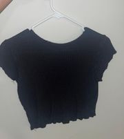 PacSun Me To We Waffle Knit Crop Top (Black)