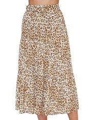 Faithfull the Brand Cape Grace Tiered Skirt Leopard Size Us 10 NWT