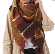 Cozy Fall Feel Oversized Plaid Blanket Scarf Shaw Wrap Cape