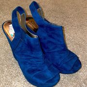 Carlos by Carlos Santana blue wedge block heels ruched size9