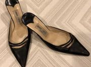 Jimmy Choo Black Leather Pointy Toe Slides