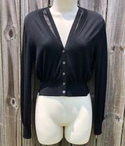 Nina Ricci Cashmere Silk Cardigan Top Blouse Sweater Layered Small Black button