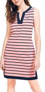 Women's Breton Stripes Sleeveless V-Neck Stretch Cotton Polo Dre…