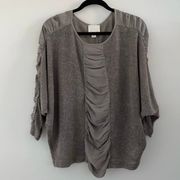 . Gray Dolman Sleeve Mixed Media Wool/Silk Sweater Size Medium