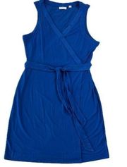 New York and Company Small Simple Blue Mini Dress V-Neck Sleeveless with Belt