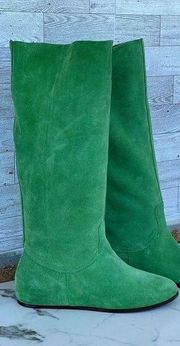 CASADEI green nubuck leather riding boots size 8