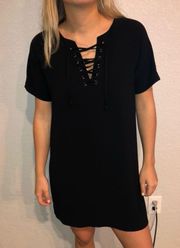 Black lace neck dress