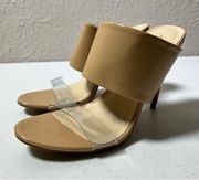 Anne Michelle Neutral Clear Lucite Slip On Heels