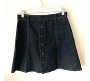 Adriano Goldschmied Button Denim Flare Mini Skirt Black Size 27