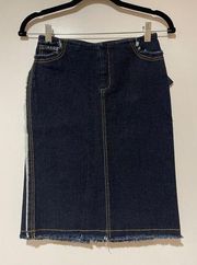 ABS By Allen Schwartz Denim Knee Length Skirt Front Slit Size 26 New w/ Tags