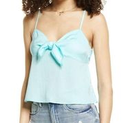 NEW NWT BP NORDSTROM Plus Size Bow Detail Tank Top Aqua Turquoise Blue Cami 1X