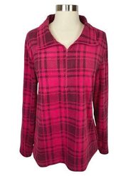 Natural Reflections Plaid Fleece Quarter Zip Pullover - Size Large