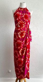 Vintage August Hale 90’s floral sarong silk maxi‎ dress size 6