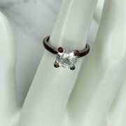 Silver Tone Clear Rhinestone Solitaire Ring Size 5.25