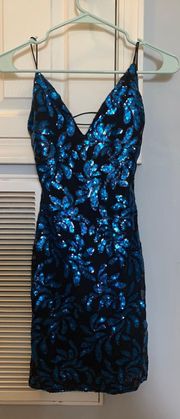 Blue Sequin Formal Dress