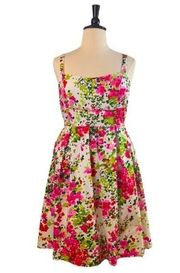 Jessica Howard Retro Vintage Style Fit & Flare Pink Floral Dress Women's Size 16