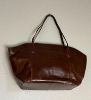 HOBO International Patti Tote Zip -Top Leather Handbag Brown