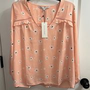 *BNWT* Collective Concepts Pink Floral 3/4 Sleeve Blouse with Ruffle Accents