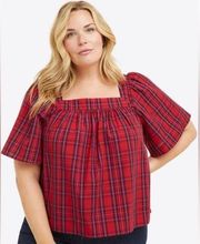 Draper James Maren Bow Back Top In Elle Plaid