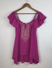 Cold Shoulder Embroidered Top Size Medium