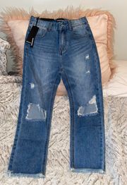 Straight Leg Distressed Jeans