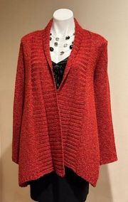 Habit’s Clothes To Live In Bright Orange Red Chunky Knit Oversized Cardigan SZ S