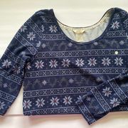 Lucky Brand winter snowflake long sleeve pajama top, size large