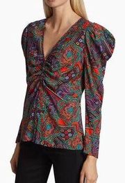 Veronica Beard Simmons Top Silk Blend Floral Multicolor Size 6