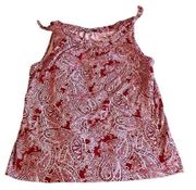 Jones New York Sports Women's Red Paisley Print Sleeveless Top Size Medium