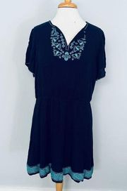 Brixon Ivy Stitch Fix Navy Blue Turquoise Short Sleeve Dress Size 2X
