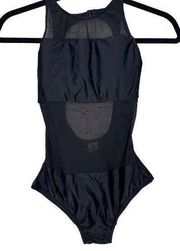 Women's‎ Venus Black Sheer Panel One Piece Bathing Swim Suit Sz 4