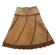 Vintage Boston Proper Leather and Crochet Patchwork Boho Skirt