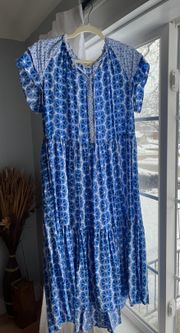 Blue And White Maxi Dress