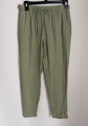 A New Day Green Linen Tapered Ankle Length Pants (XS)