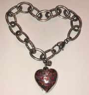 Brighton Silver Tone Breast Cancer Awareness 3D Heart Quote Charm Bracelet