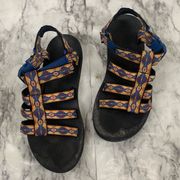 Teva Adjustable Strap Orange Blue Black Sandals size 10