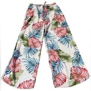 See You Monday Wide Leg Pants Tropical Print Size Small Q464