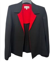 Black & Red Open Front Blazer Jacket