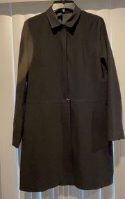 EXPRESS  World Brand STRETCH Black Trench Half Zip Up Coat Excellent Con…
