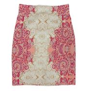 Antonio Melani Women's Pink Cream Paisley Lined Classic Pencil Skirt Size 2