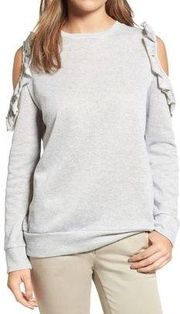 Caslon Ruffle Trim Cold Shoulder Sweatshirt - Gray - Small
