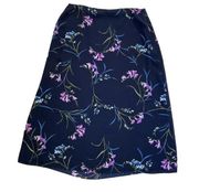 Jaclyn Smith Classic Women Size XL Blue Floral Skirt Midi Side Zip 7-221