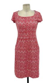 J. McLaughlin Emma Coral Red Chevron Zig Zag Print Catalina Cloth Dress Size XS