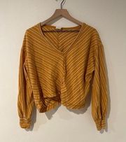 By together Collection Striped Long Sleeve Slouchy Top in Yellow. Medium