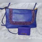 Aimee Kestenberg Leather Purple Crossbody Clutch Bag