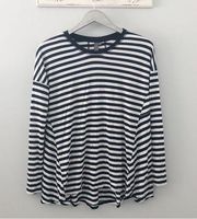 Sweaty Betty Navy Blue Striped Long Sleeve Shirt