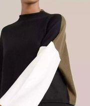 NEW Modern Citizen Pia Cypress Long Sleeve Mock Neck Colorblock Sweater Size 3X