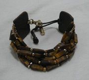 Kenneth Cole Tiger Eye Leather Toggle Bracelet